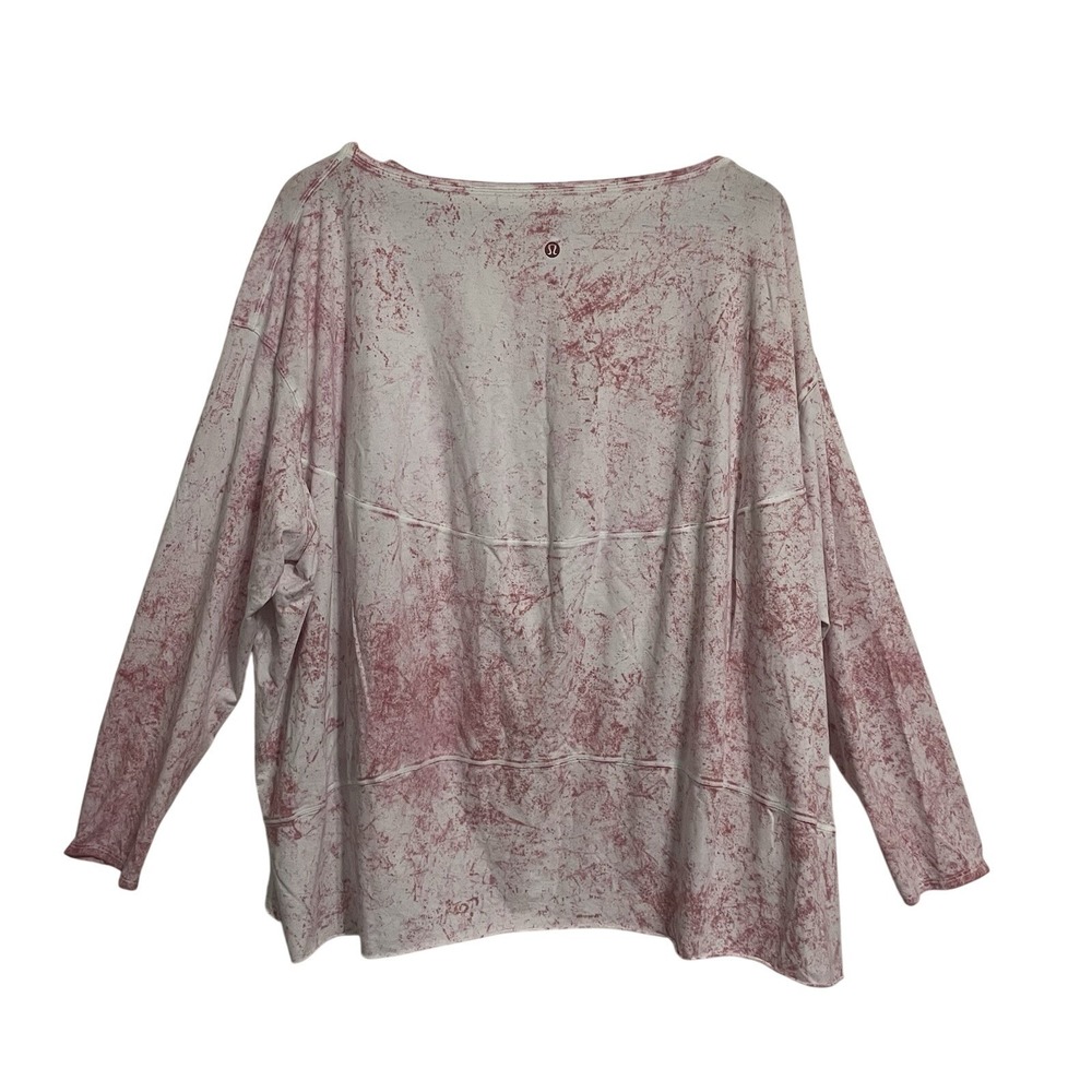 lululemon athletica Long Sleeve Splatter Top in White and Pink